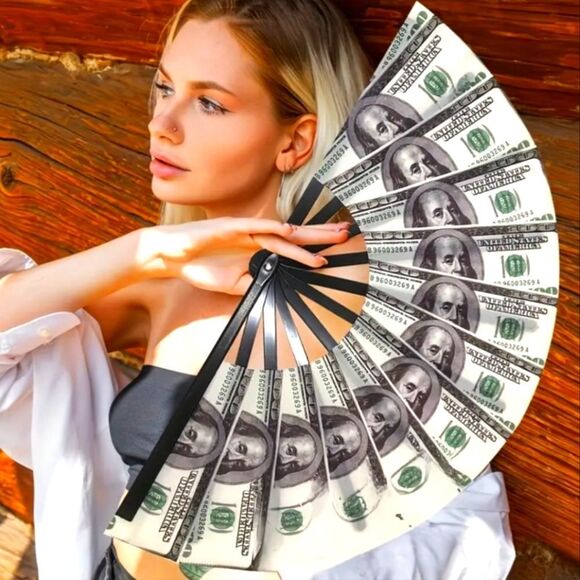Stylish  Money Print Hand Fan - Picture 2 of 5